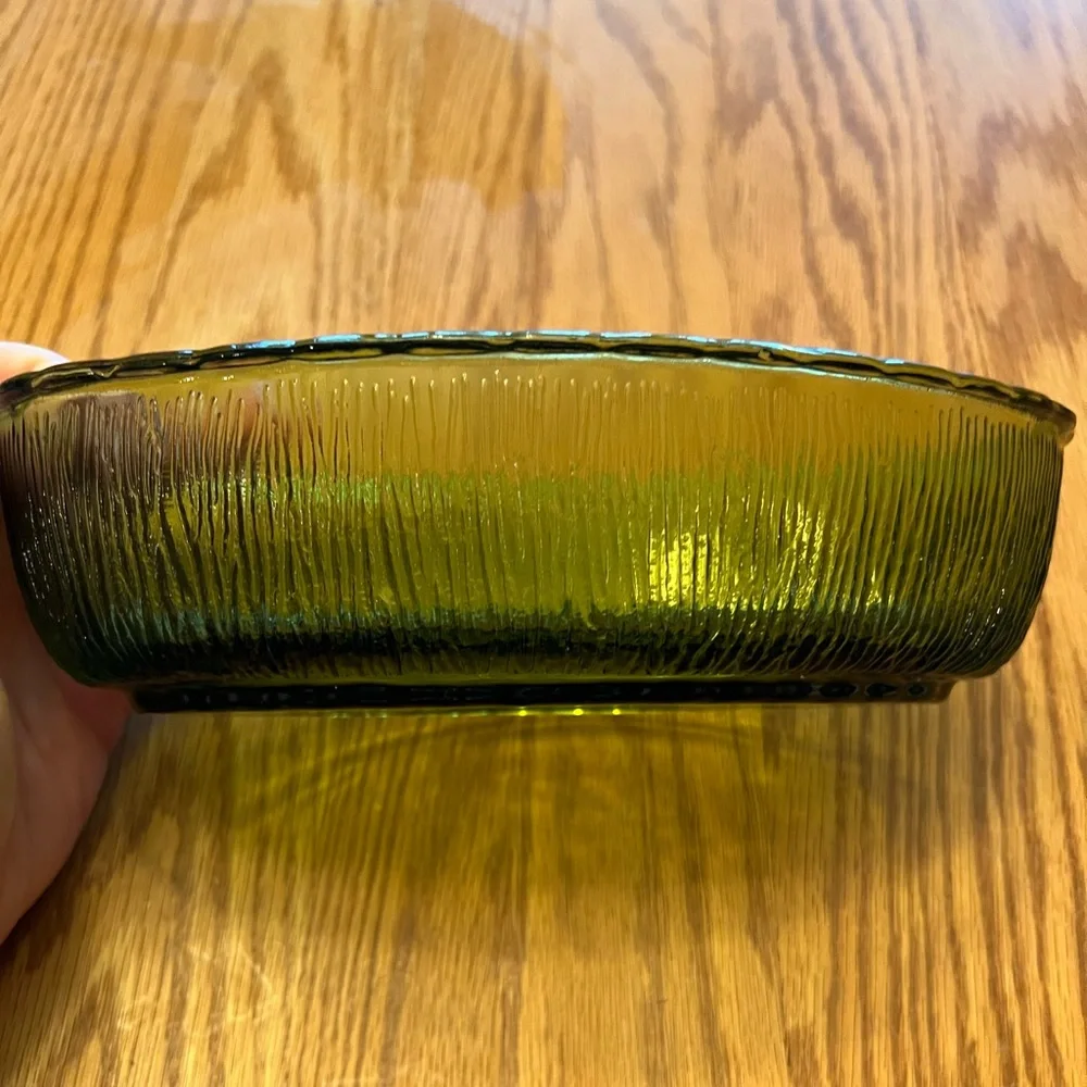 Vintage Green Glass Oval Bowl/Planter/Vase